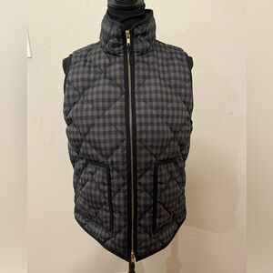 Jcrew Women’s Down Filled Puffer Vest In Navy & Grey Plaid Size M